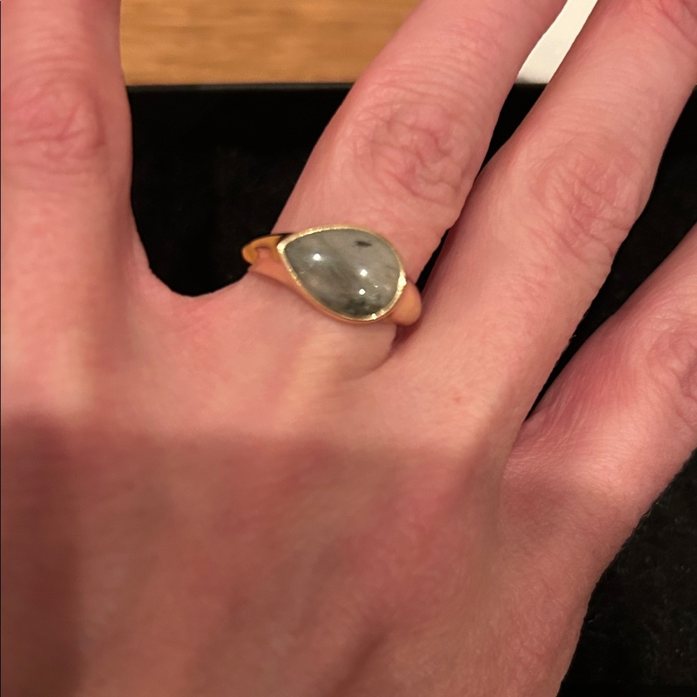 Gorjana Gold Ring with Gray Teardrop Stone